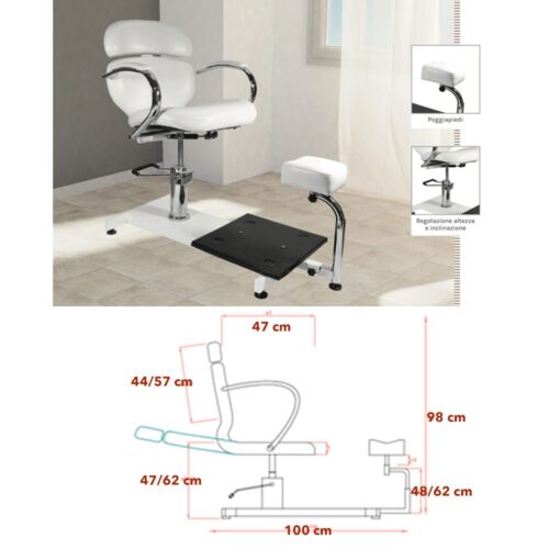 POLTRONA PIEDI PODOLOGICA PER ESTETISTA CENTRO ESTETICO PODOLOGO PEDILUVIO PEDICURE - immagine 2