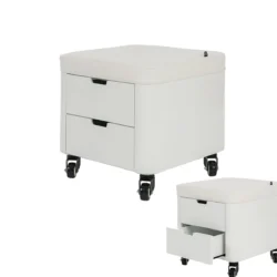 carrello basso pedicure con cassetti in legno