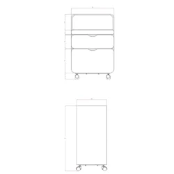 dimensioni marrone Carrello bianco cassetti compensato bianco. Dotato di 2 cassetti